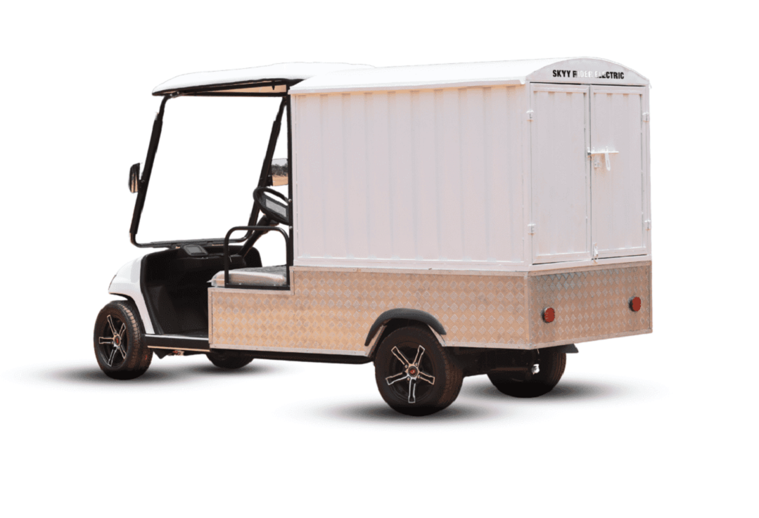 Experience seamless indoor deliveries with Nucleus Motors' electric golf cart delivery van, expertly crafted by a leading electric vehicle company in India.